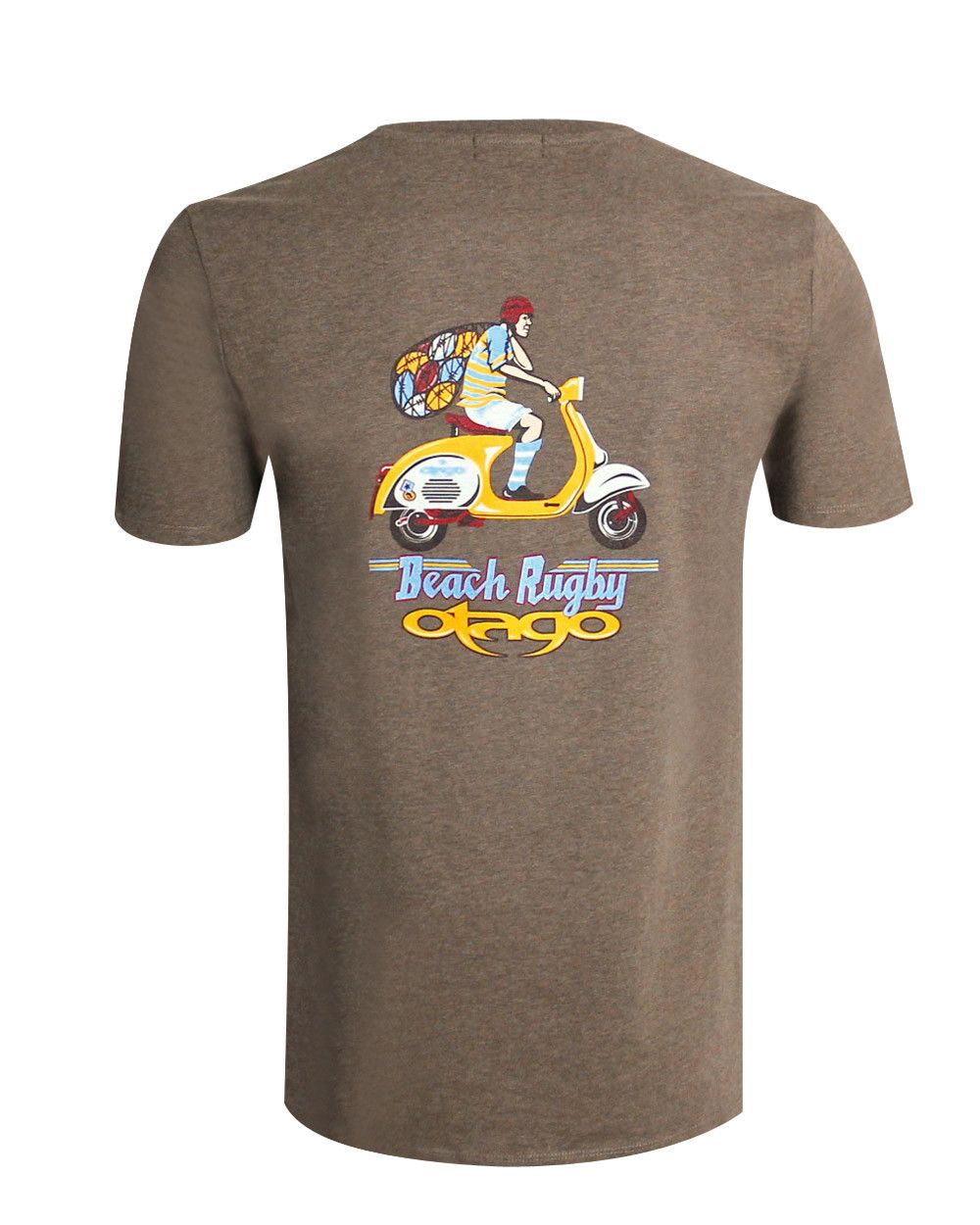 Tee shirt Vespa Otago rugby marron chiné coton Bio homme