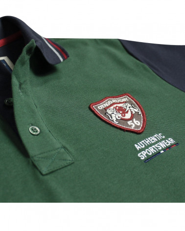 Détail produit du polo Kerbun Otago kaki-marine pour homme
