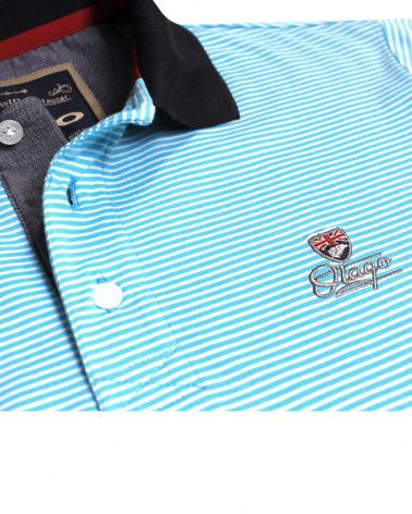 Détail produit du polo Griffax rayé Otago bleu ciel pour homme