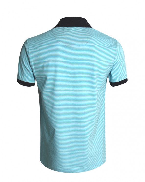 Dos du polo Griffax rayé Otago bleu ciel pour homme