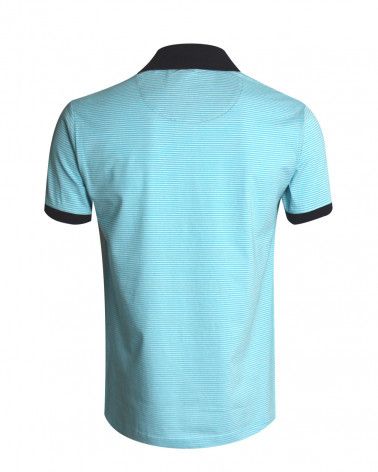 Dos du polo Griffax rayé Otago bleu ciel pour homme