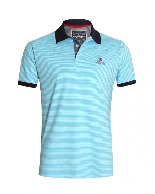 polo Griffax Otago manches courtes rayé bleu ciel homme