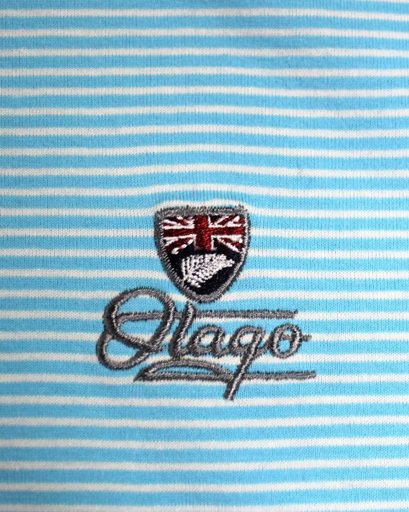 Broderie côté coeur du polo Griffax rayé Otago bleu ciel pour homme