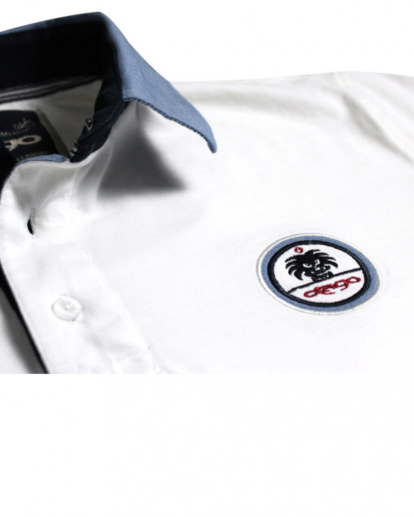 Détail produit du polo Tikland Otago écru pour homme