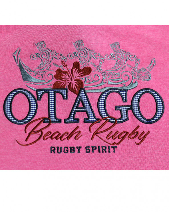Broderie au dos du polo Spiripague rose chiné pour homme