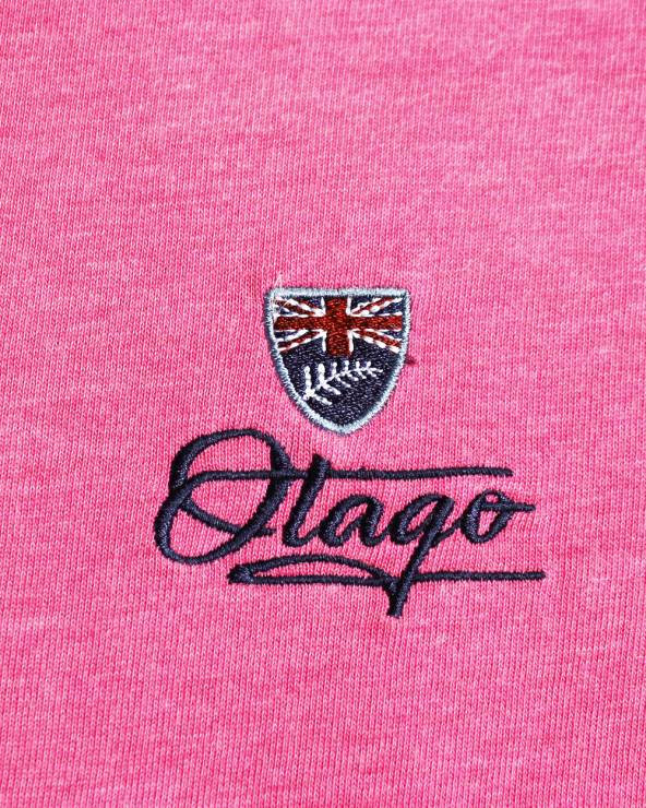 Broderie côté coeur du polo Spiripague rose chiné pour homme