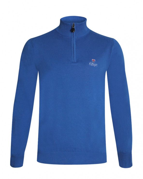 Pull Bologne col 1/2 zip Otago rugby indigo pour homme