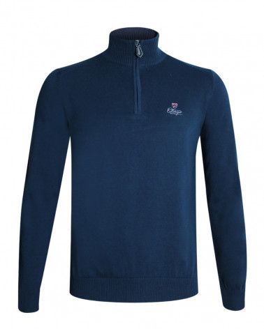 Pull Bologne col 1/2 zip bleu marine Otago rugby pour homme