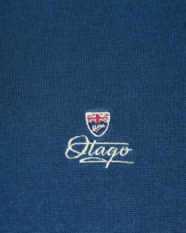 Broderie côté coeur du pull Bologne Otago bleu marine pour homme