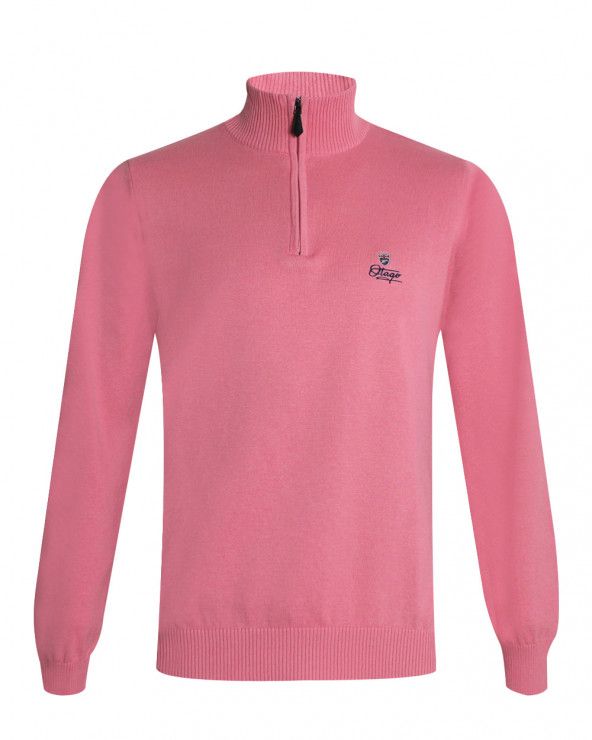 Pull col 1/2 zip BOLOGNE Otago rugby rose homme
