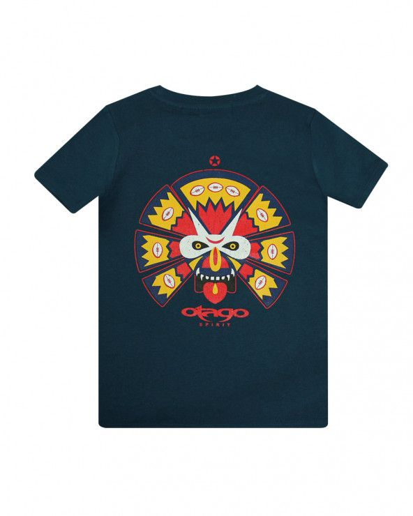 Tee shirt Lionmask Otago rugby enfant col rond bleu coton bio