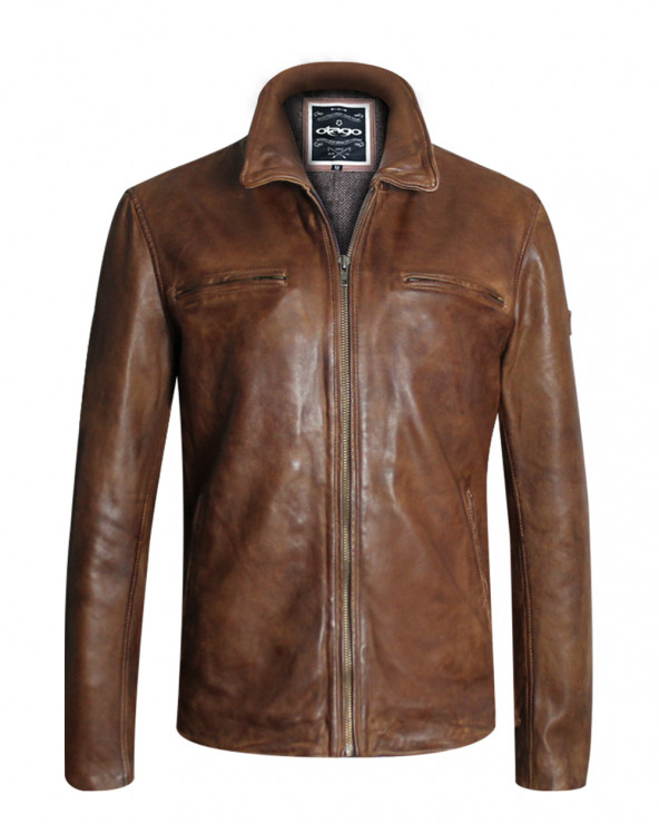 Veste en cuir Brown Otago rugby pour homme