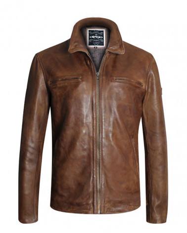 Veste en cuir Brown Otago rugby pour homme