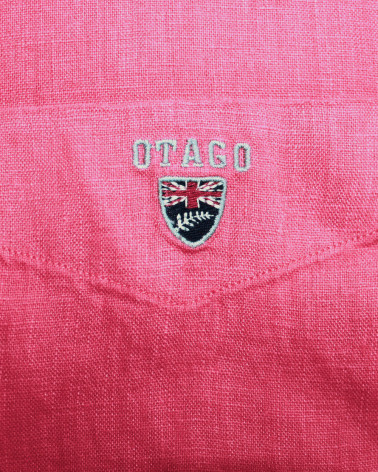 Broderie côté coeur de la chemise Lin Buenos aires Otago Framboise JJ pour homme