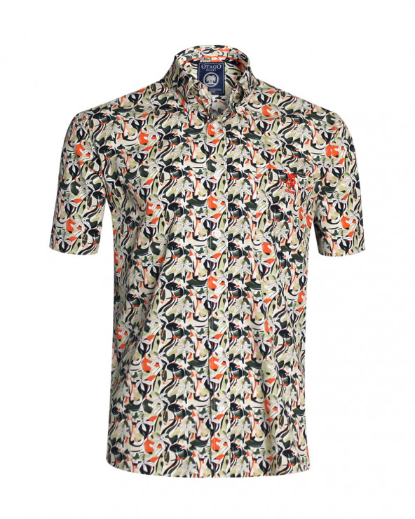 Chemise manches courtes 122 Otago rugby multicolore à motifs homme