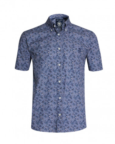 Chemise manches courtes 126 Otago rugby bleue à motifs homme