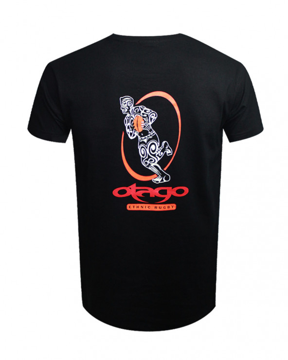 Tee-shirt Tatoo Otago rugby col rond noir homme