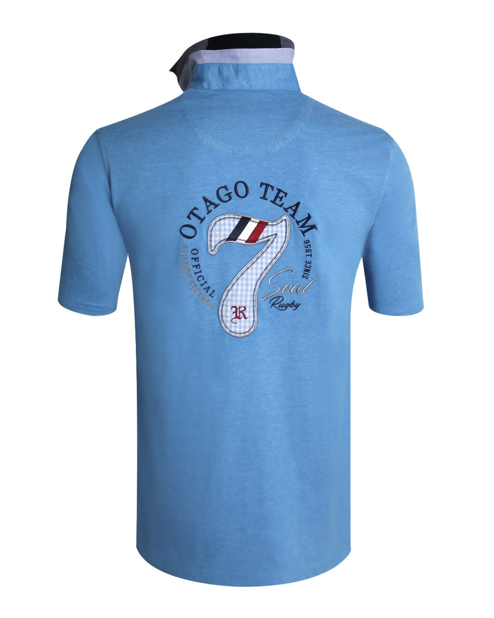 Polo Serioustag Otago rugby manches courtes bleu ciel chiné Homme