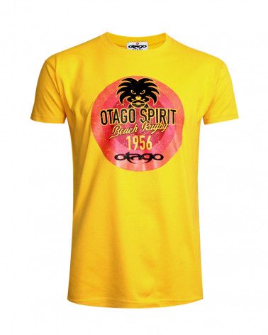 Tee-shirt Tikibeach Otago rugby col rond jaune homme