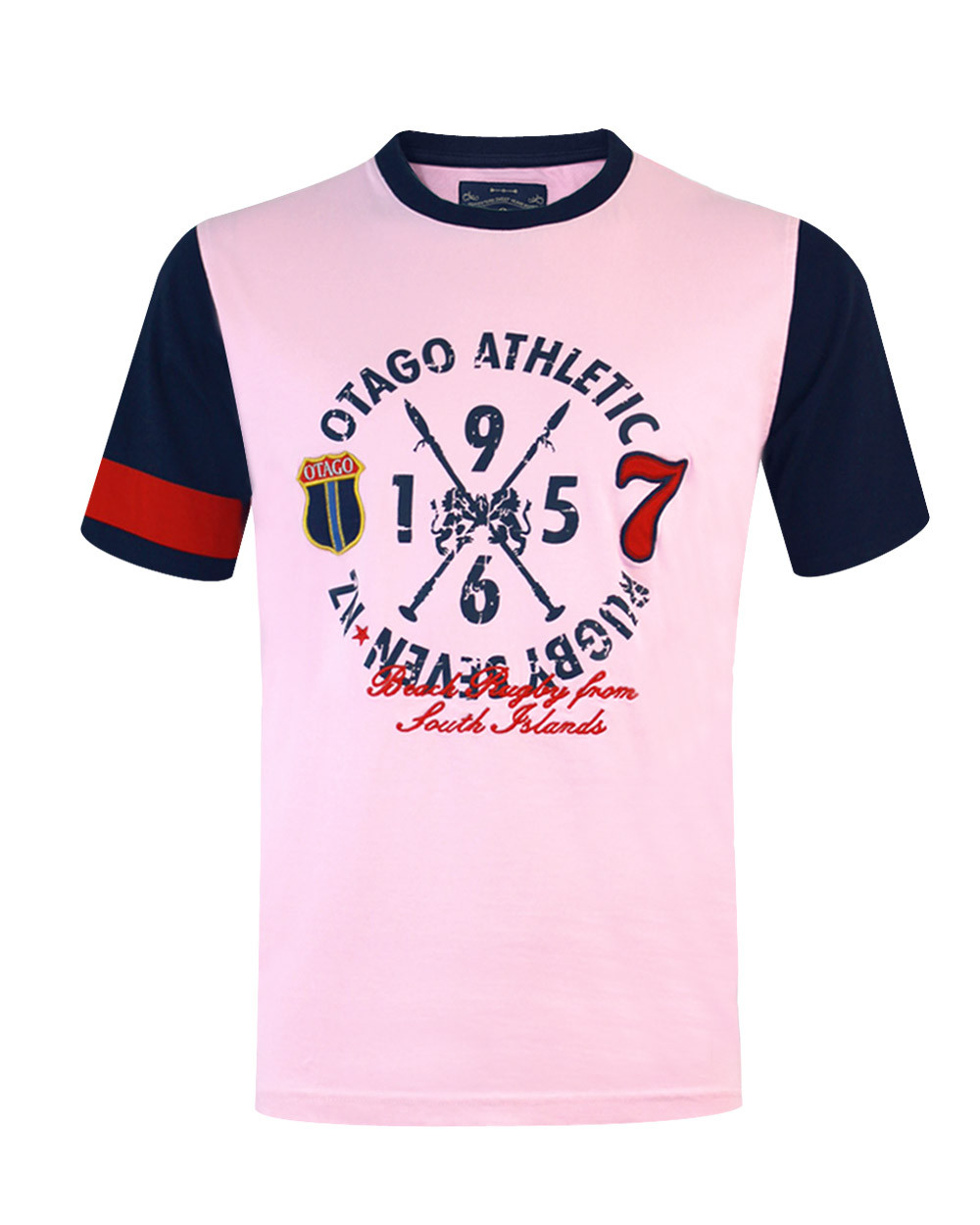 Tee shirt Island Otago rugby rose manches courtes bleu marine pour homme