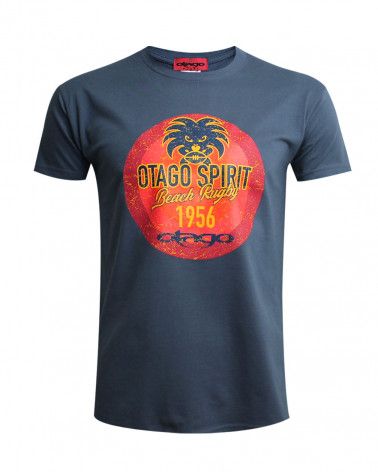 Tee-shirt Tikibeach Otago rugby col rond denim homme