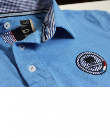 Ensemble brodé côté coeur du polo Griboss Otago bleu ciel pour homme