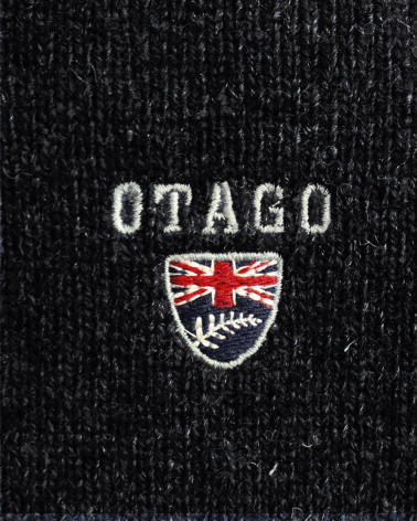 Broderie côté coeur du pull Buenos aires col zip Otago noir pour homme