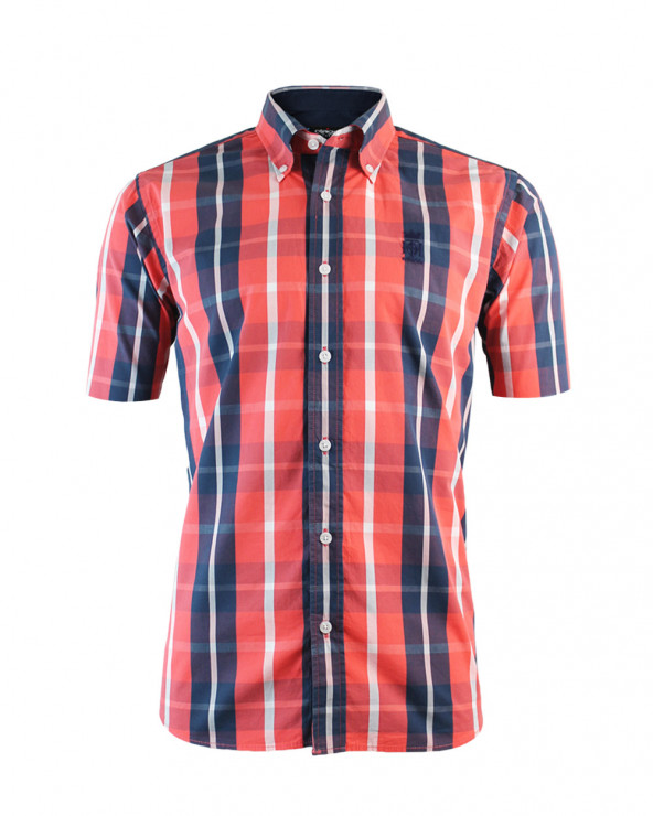 Chemise Tang manches courtes Otago rugby orange à carreaux pour homme