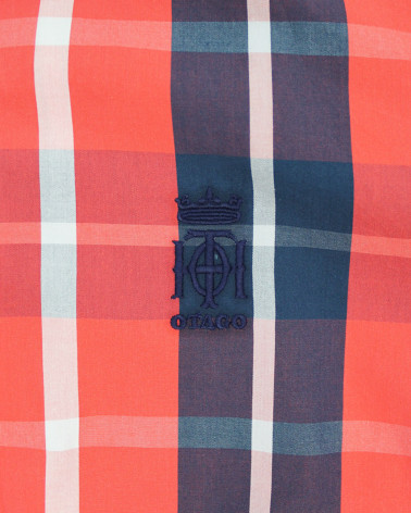 Broderie côté coeur de la chemise Tang Otago orange à carreaux pour homme