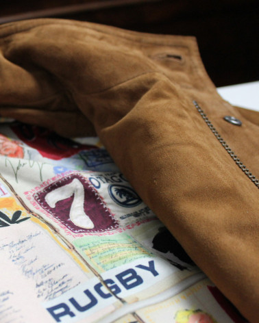 Détail produit la veste cuir Otago cognac pour homme