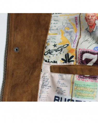 Détail produit la veste cuir Otago cognac pour homme