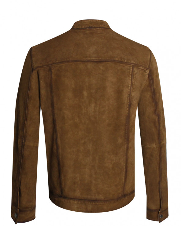Dos de la veste cuir Otago cognac pour homme