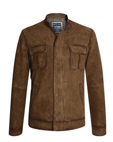 Veste cuir SIP VINTAGE Otago rugby marron homme