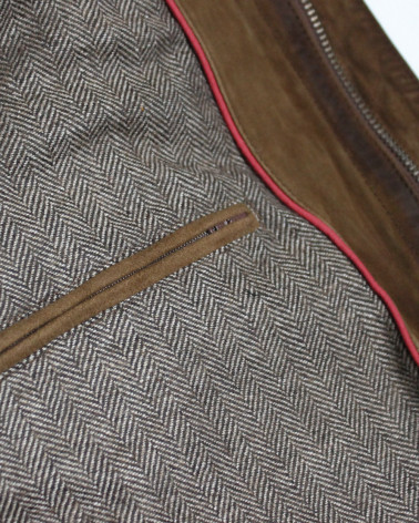 Poche interieur fermeture zip côté coeur de la veste cuir Otago cognac pour homme