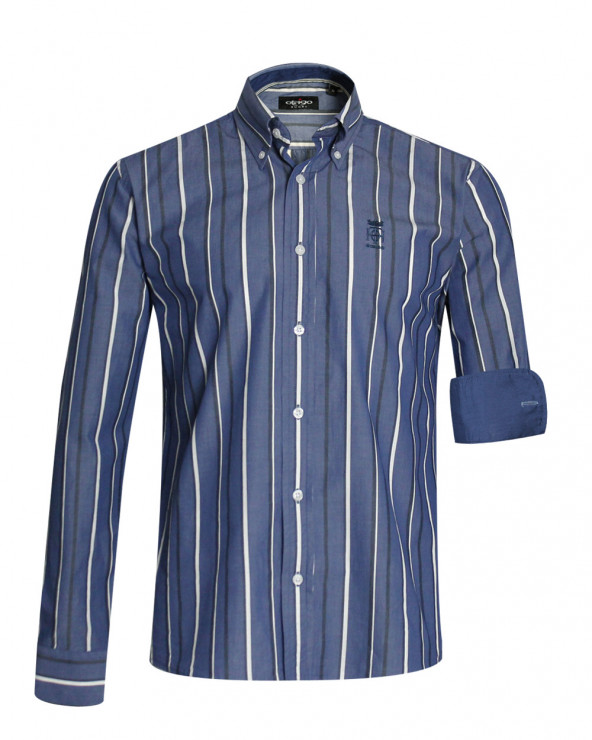 Chemise manches longues 178 Otago rugby rayée bleue pour homme