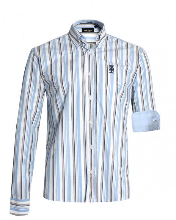Chemise manches longues 173 Otago rugby rayée bleu ciel pour homme