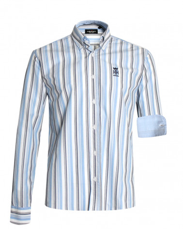 Chemise manches longues 173 Otago rugby rayée bleu ciel pour homme