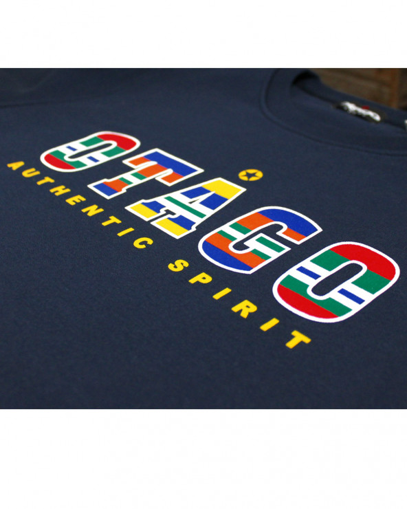 sérigraphie du Sweat Jamako col rond Otago rugby bleu marine pour homme