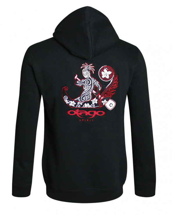 Sweat zip capuche WAVE Otago noir brodé homme