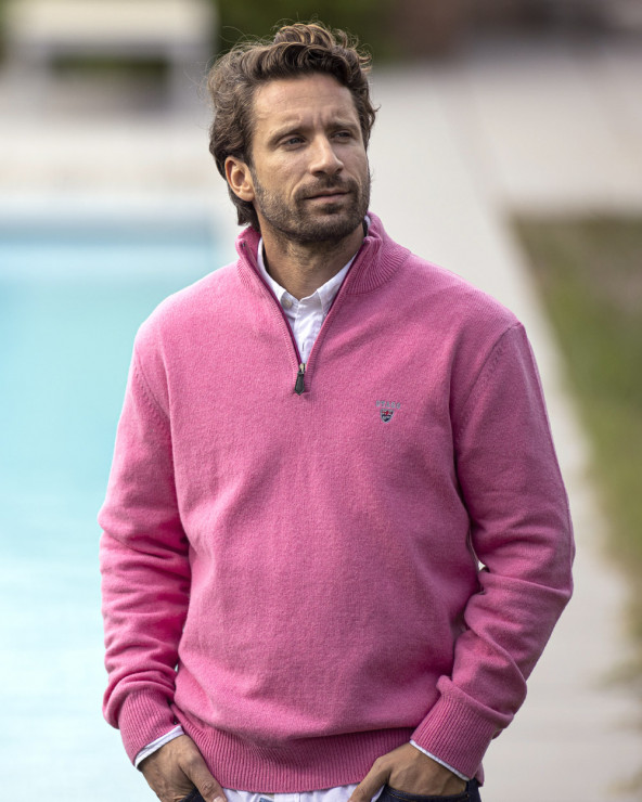 Pull Buenos Aires col zip Otago rose homme