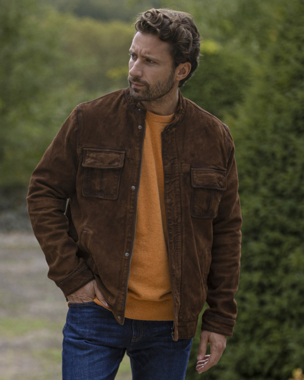 Veste cuir SIP VINTAGE Otago rugby marron homme