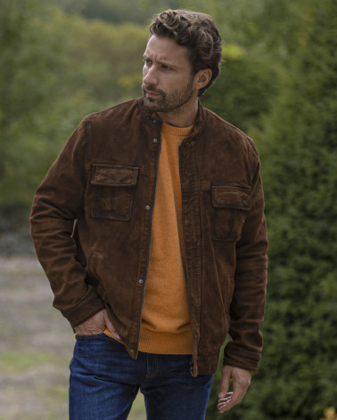 Veste cuir SIP VINTAGE Otago rugby marron homme