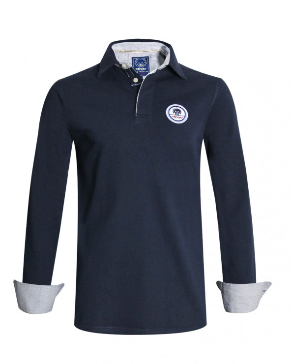 Polo manches longues Montago Otago rugby marine homme