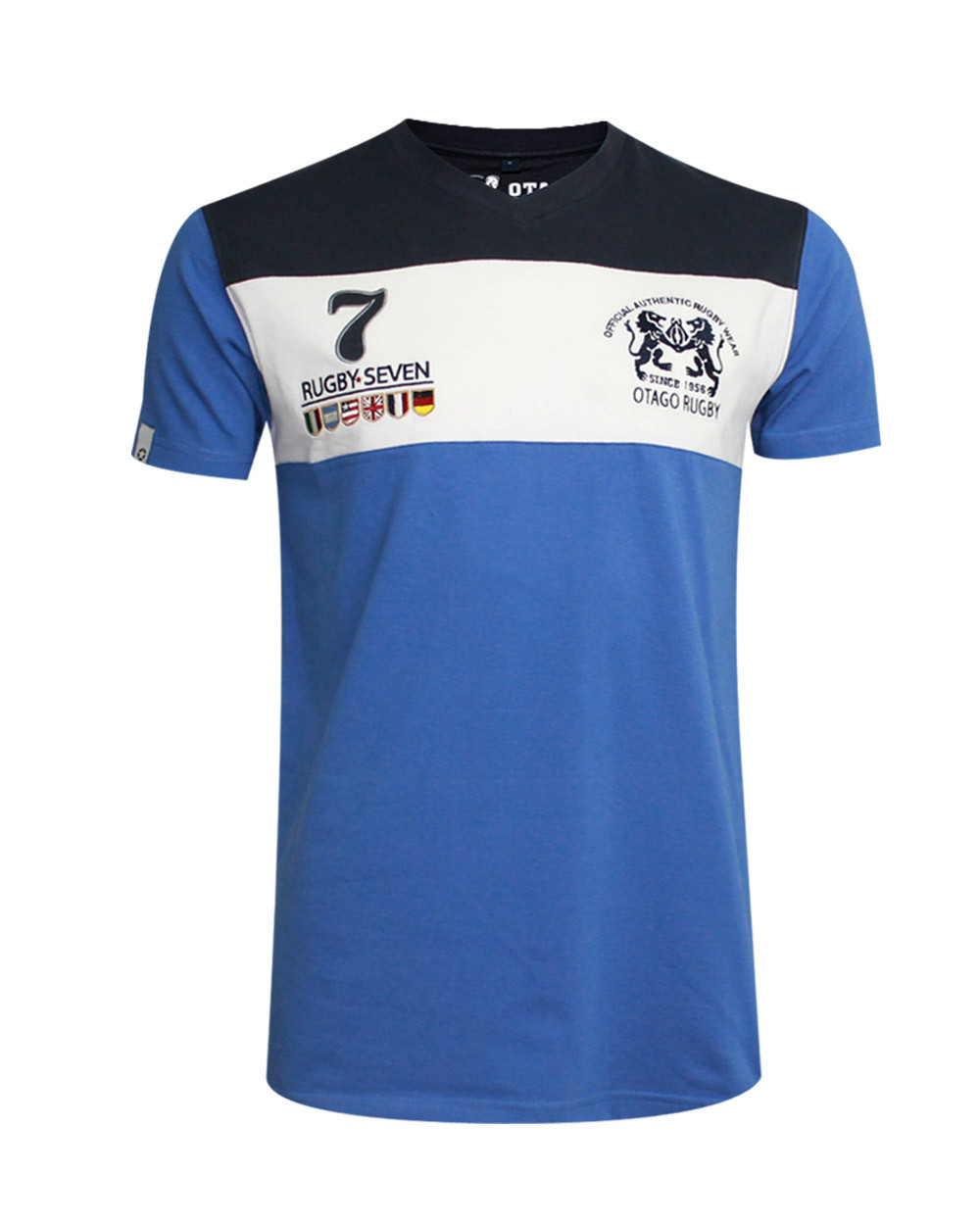T-shirt Cory col V Otago rugby lavande marine homme