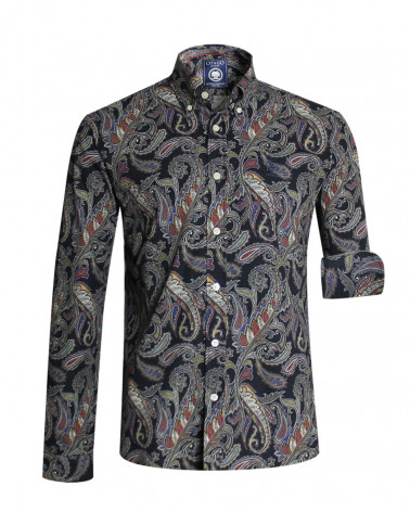 Chemise manches longues 196 Otago rugby bleu marine à motifs pour homme