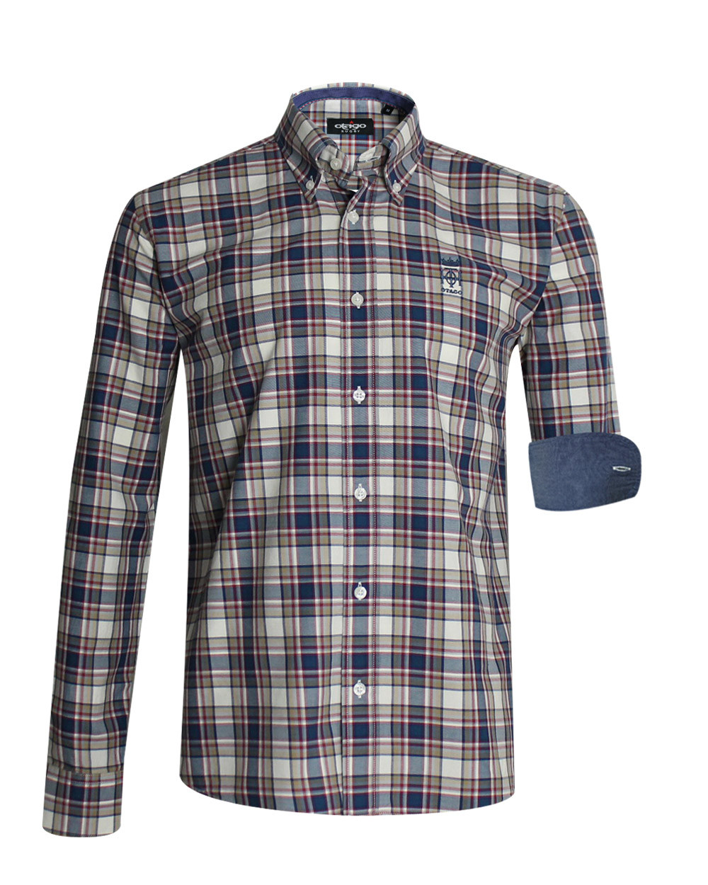Chemise manches longues 190 Otago rugby beige à carreaux pour homme