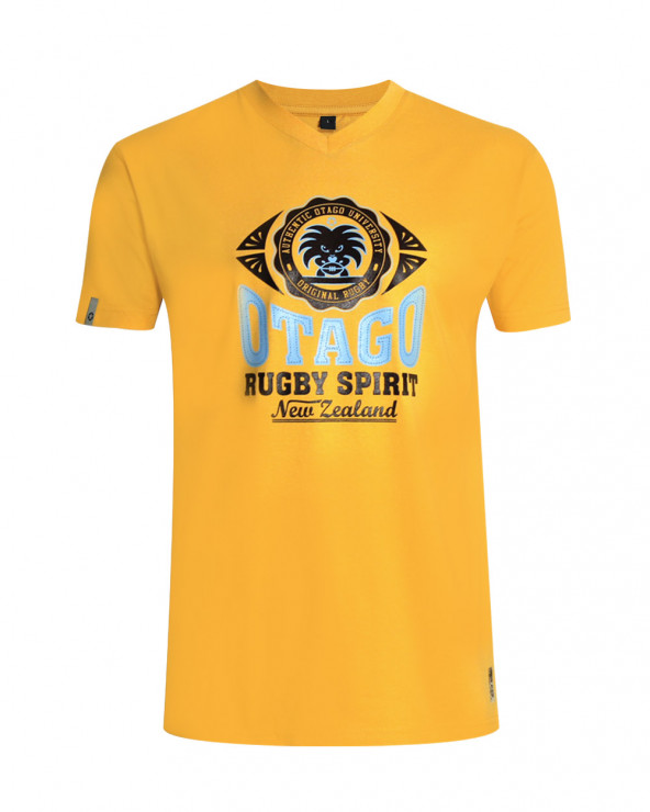 Burns Tshirt Everlandy Otago rugby col V jaune homme