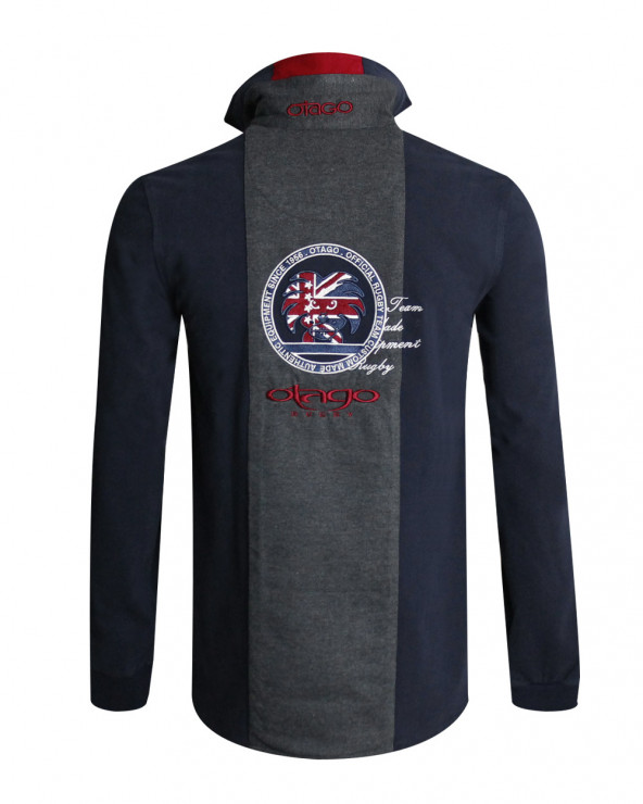 Polo Ben manches longues Otago rugby marine gris homme