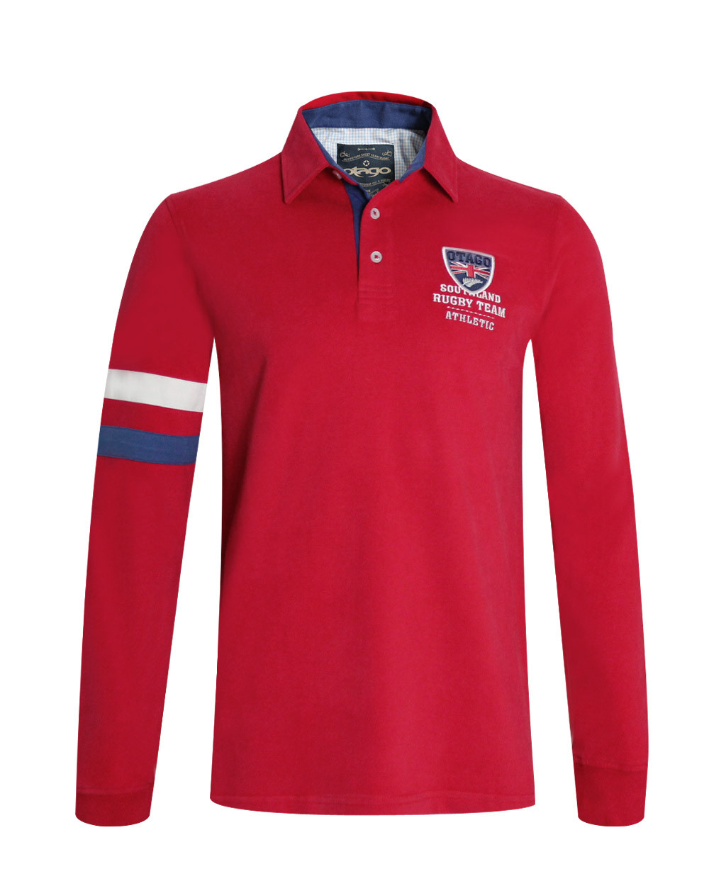 Polo BORA manches longues Otago rugby rouge pour homme