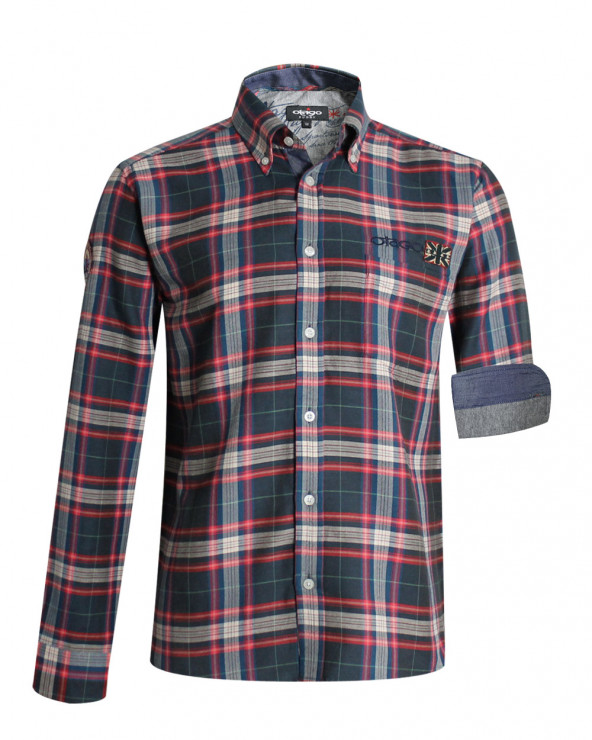 chemise NEVADA CARREAUX manches longues Otago rugby bleu marine pour homme
